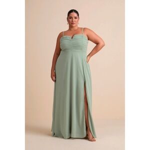 Lulus Sweeney Sage Brush Green Chiffon Sleeveless Maxi Dress XL NWT 2592651